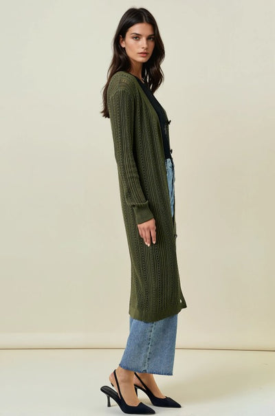 Olive Button Down Knit Cardigan
