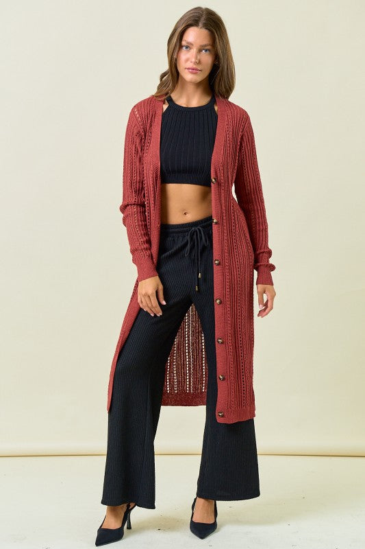 Terra Cotta Button Down Knit Cardigan
