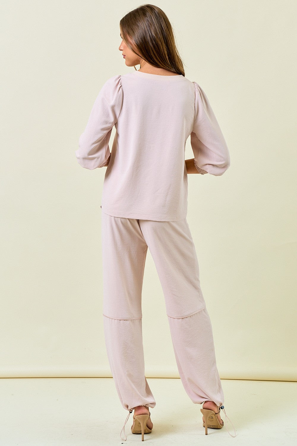 Parchment Stretch Satin Jogger