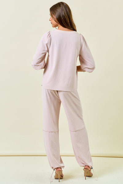 Parchment Stretch Satin Jogger