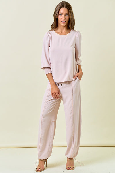 Parchment Stretch Satin Jogger