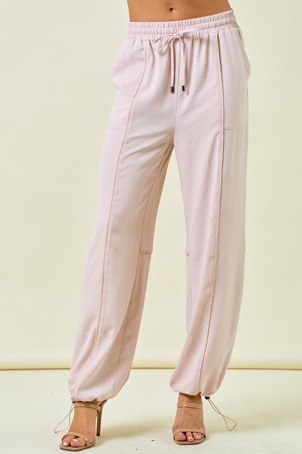 Parchment Stretch Satin Jogger