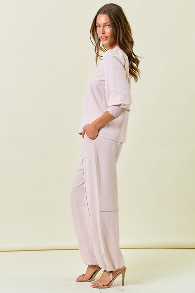 Parchment Stretch Satin Jogger