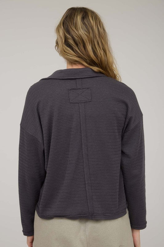 Charcoal Textured Knit Polo