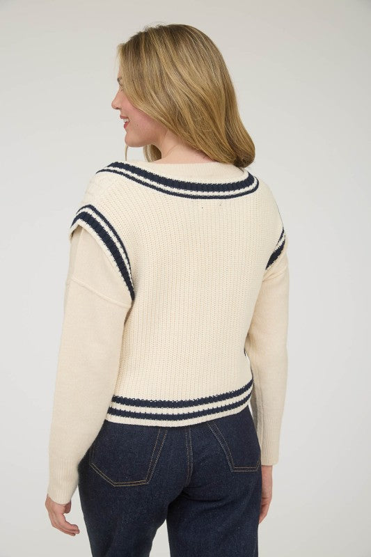 Cream Tie Knit Sweater Vest
