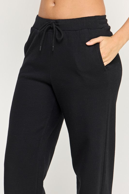 Black Fleece Wide Leg Sweatpants