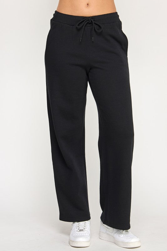 Black Fleece Wide Leg Sweatpants