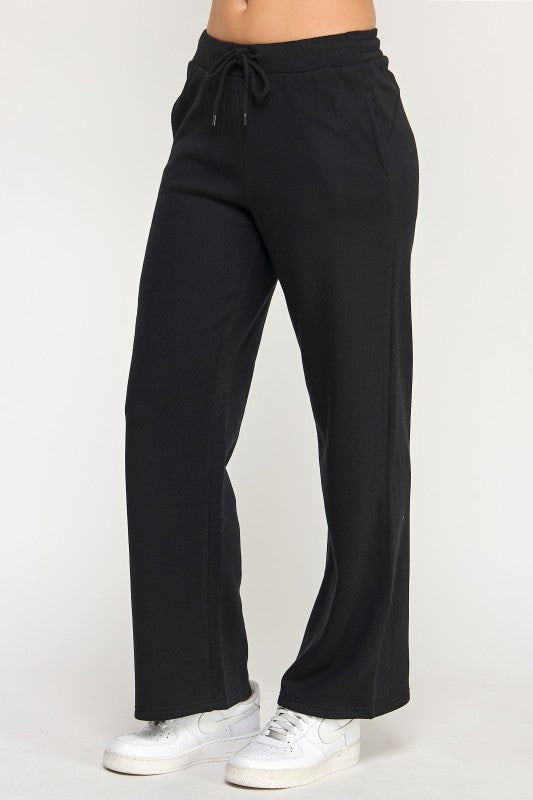 Black Fleece Wide Leg Sweatpants