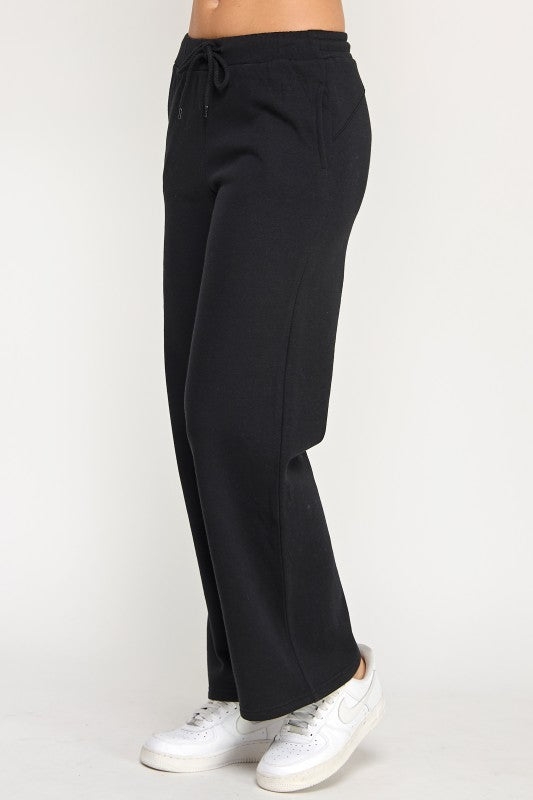 Black Fleece Wide Leg Sweatpants