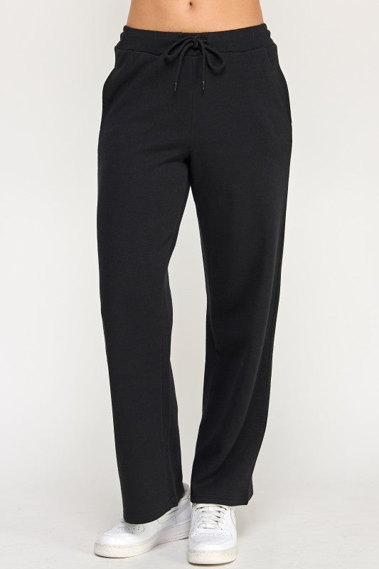Black Fleece Wide Leg Sweatpants