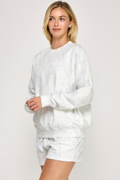 White Camo Fleece Crew Neck Sweatshirt