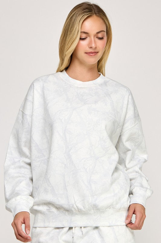 White Camo Fleece Crew Neck Sweatshirt