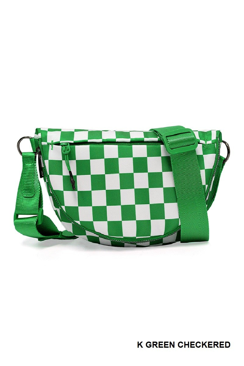 Green Checkered Crossbody Festival Bag