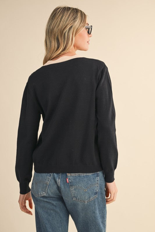 Black Almond Scalloped Cardigan