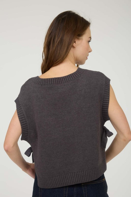 Charcoal Cable Knit Sweater Vest