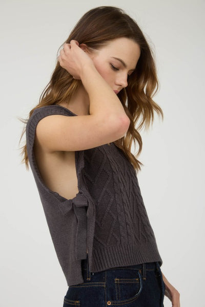 Charcoal Cable Knit Sweater Vest