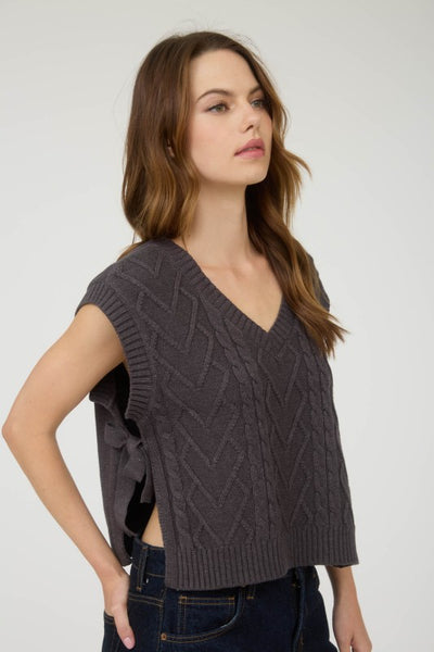 Charcoal Cable Knit Sweater Vest