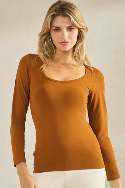 Caramel Round Neck Seamless Long Sleeve Top