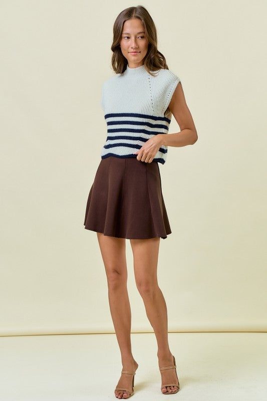 Espresso Pintuck Skater Skirt
