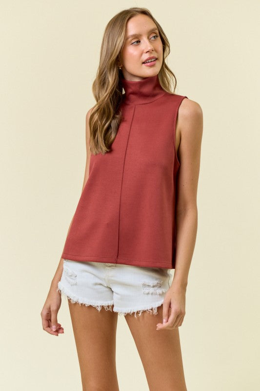 Terra Cotta Pintuck A-Line Tank