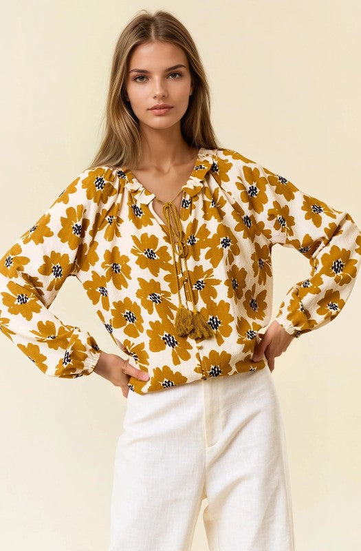 Dijon Floral Button Down Blouse