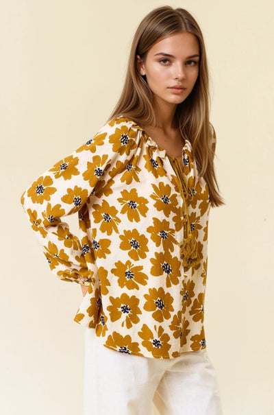 Dijon Floral Button Down Blouse