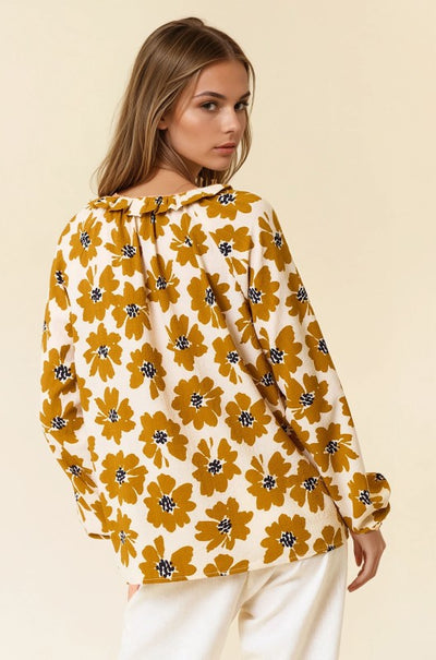 Dijon Floral Button Down Blouse