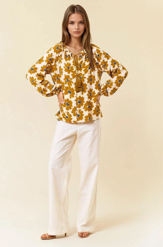 Dijon Floral Button Down Blouse