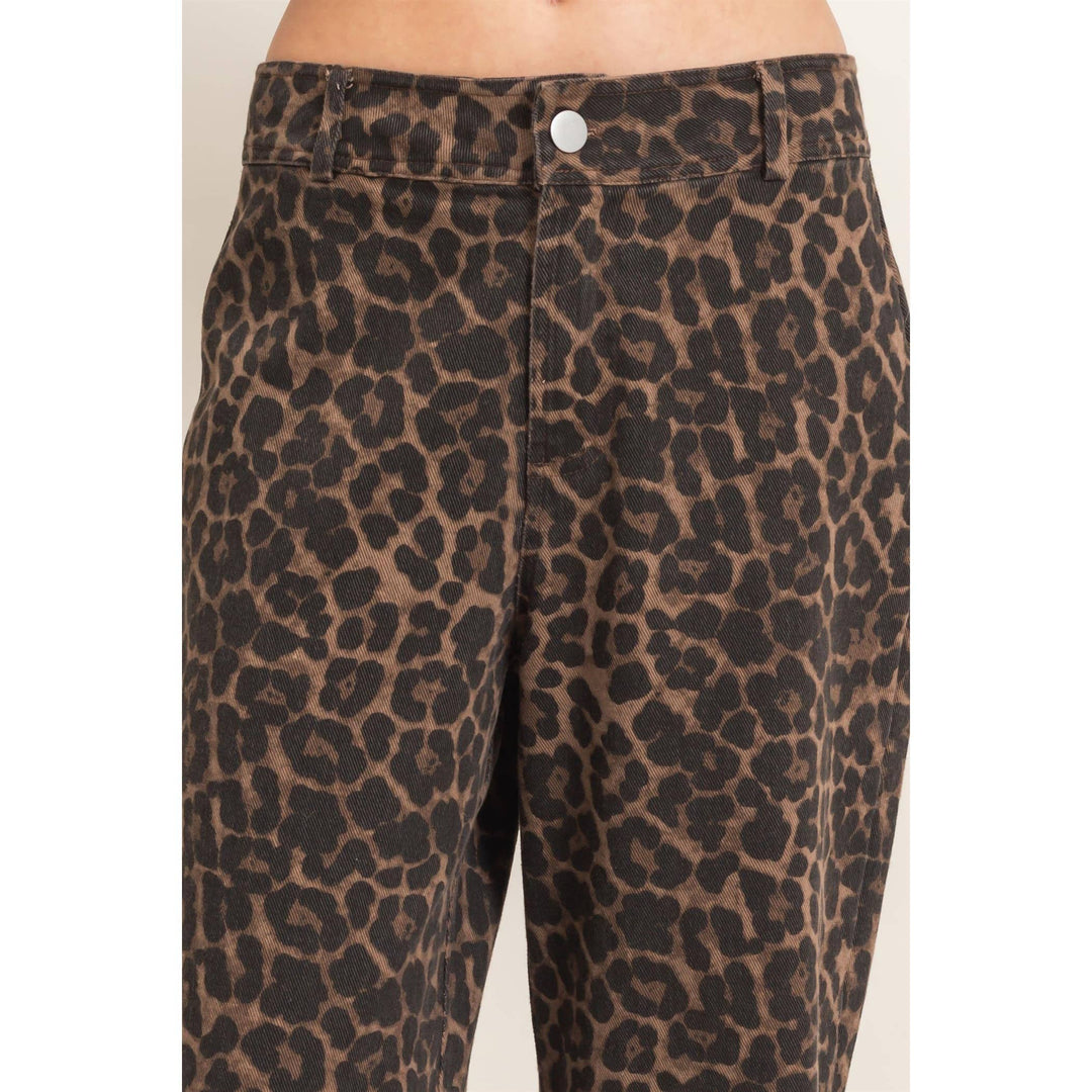 Brown Leopard Wide Leg Pants