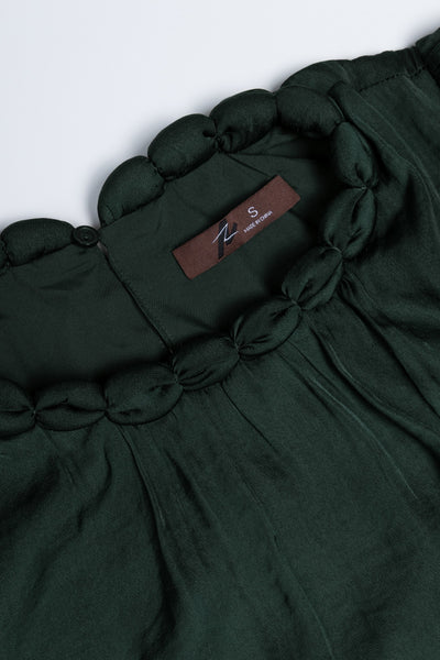 Forest Green Accent Neck Blouse