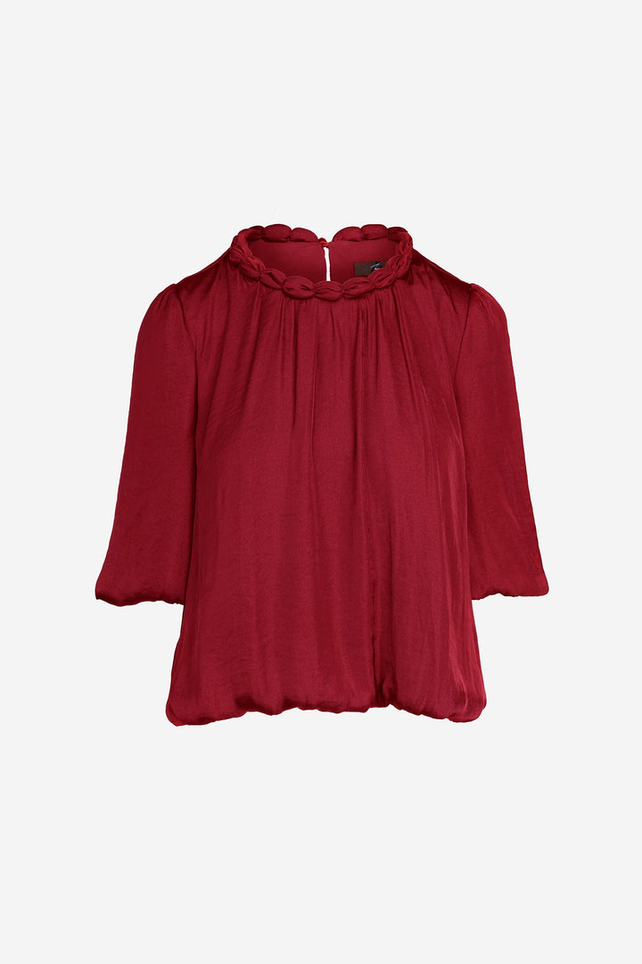 Crimson Red Accent Neck Blouse