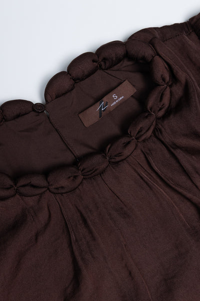 Chocolate Accent Neck Blouse