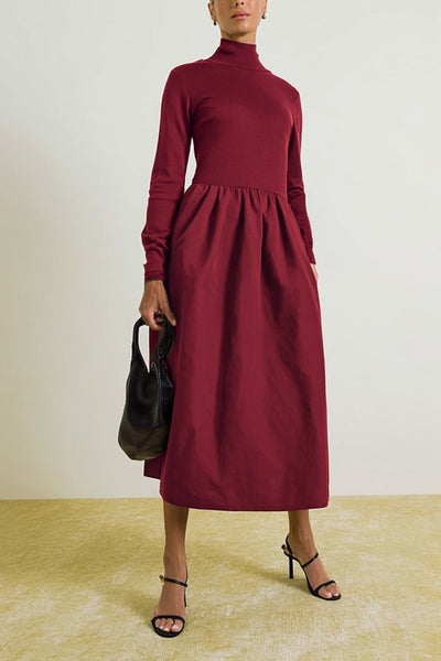 Burgundy Mock Neck Maxi Dress