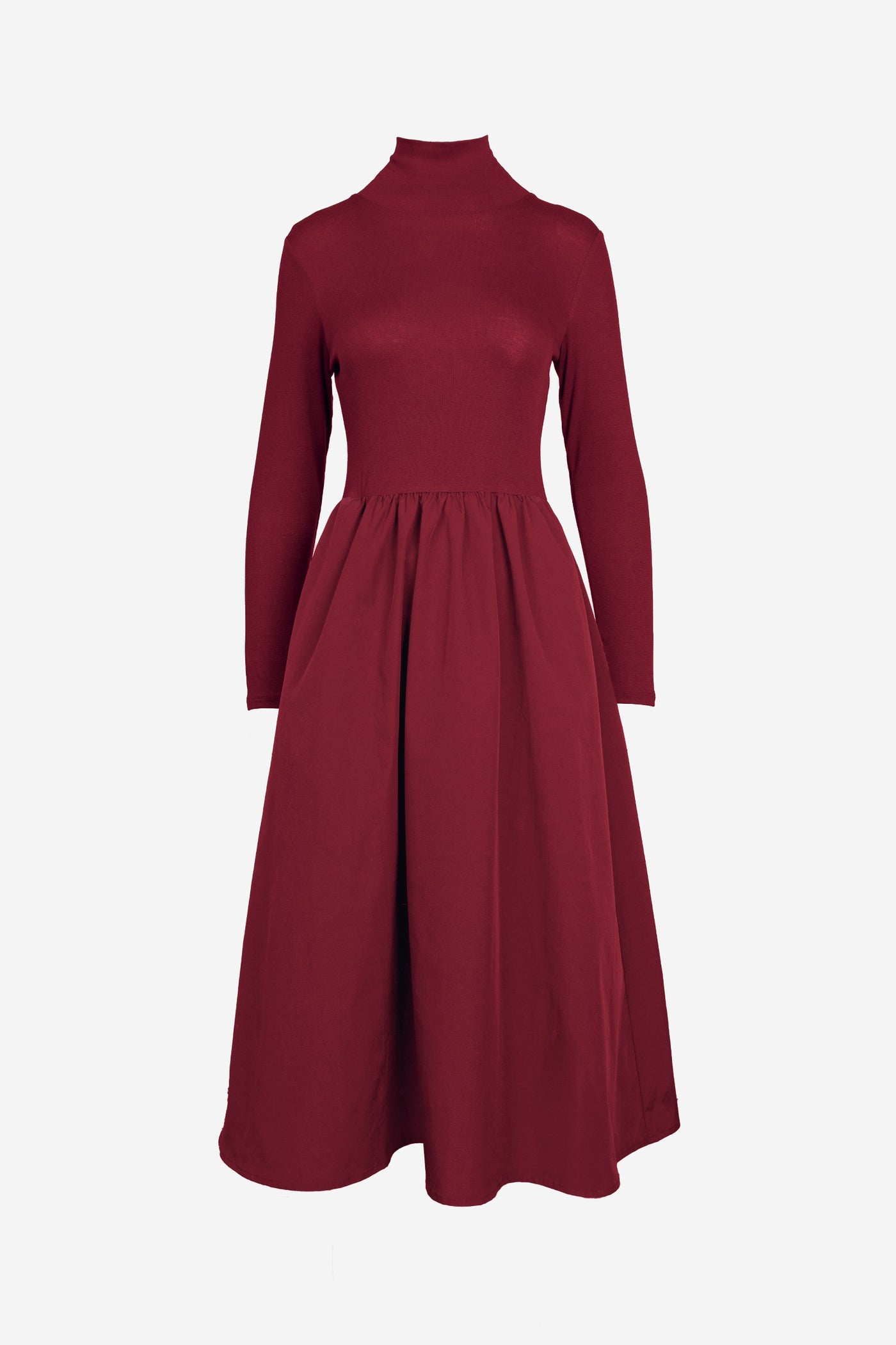 Burgundy Mock Neck Maxi Dress