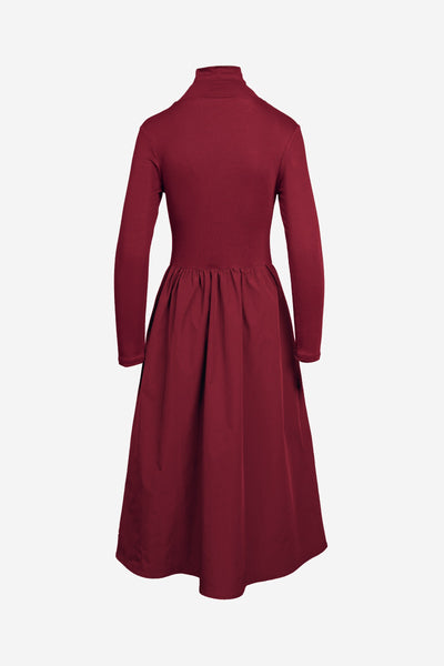 Burgundy Mock Neck Maxi Dress