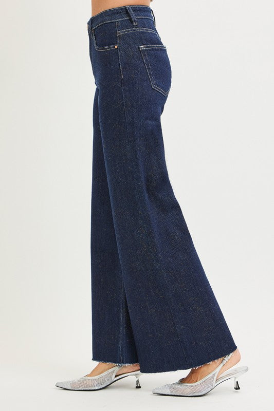 Risen Dark High Rise Wide Leg Jeans