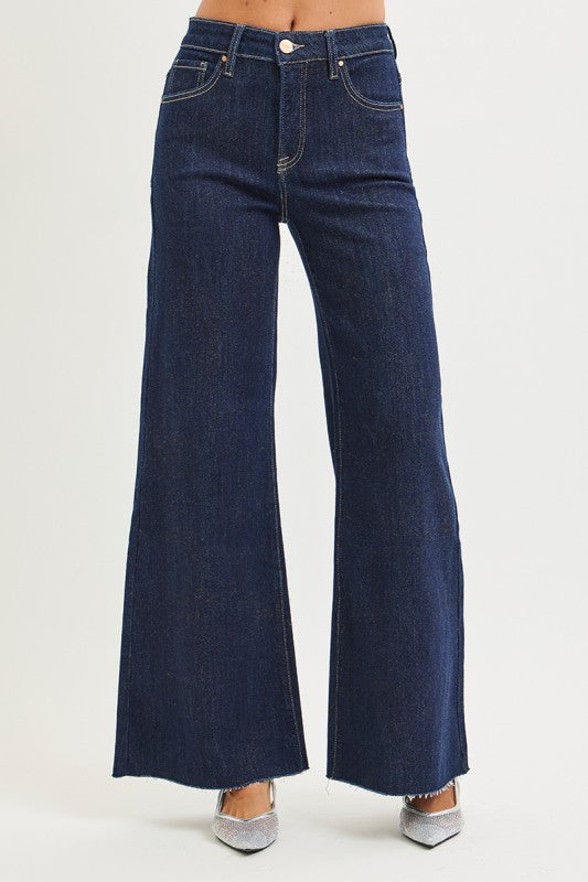 Risen Dark High Rise Wide Leg Jeans