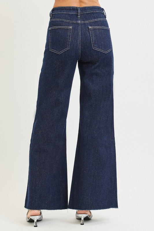Risen Dark High Rise Wide Leg Jeans