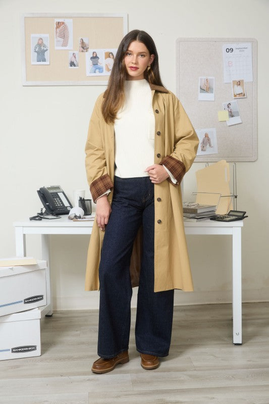 Khaki Corduroy Button Down Coat