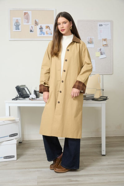 Khaki Corduroy Button Down Coat