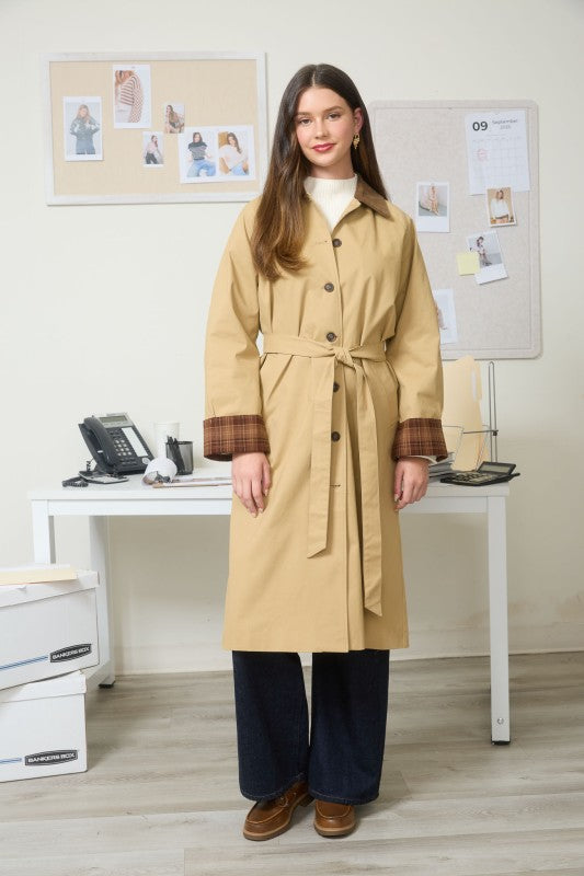 Khaki Corduroy Button Down Coat