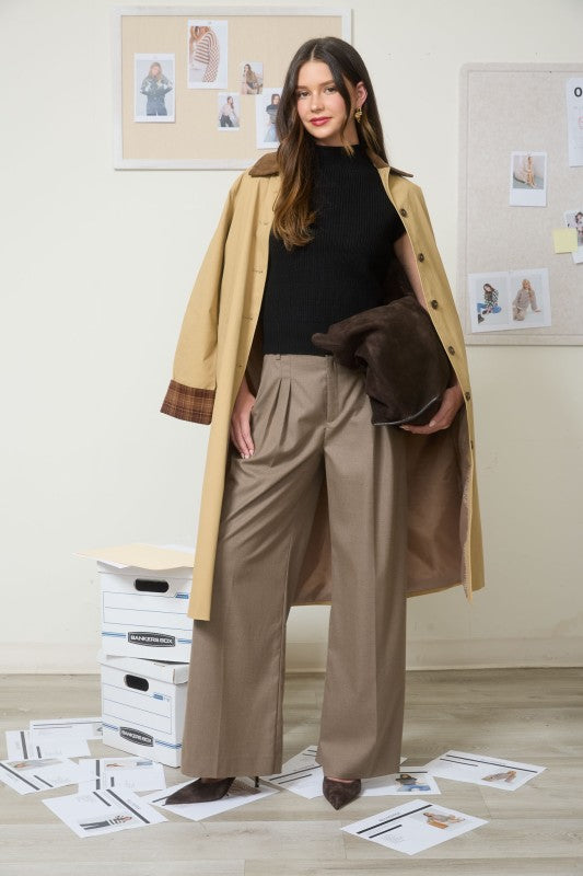 Khaki Corduroy Button Down Coat