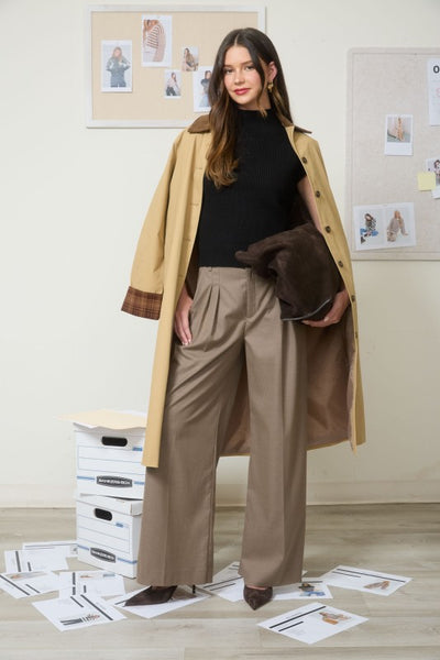 Khaki Corduroy Button Down Coat