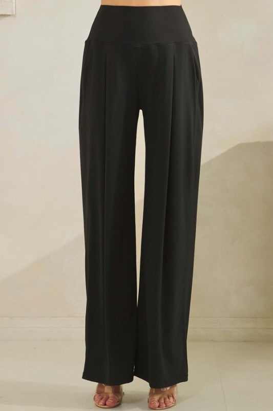 Black Activewear High Rise Wide-leg Pants