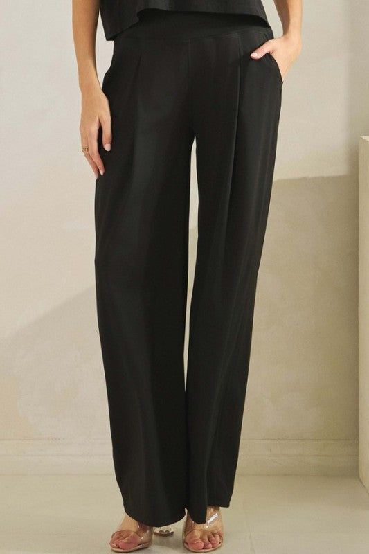 Black Activewear High Rise Wide-leg Pants