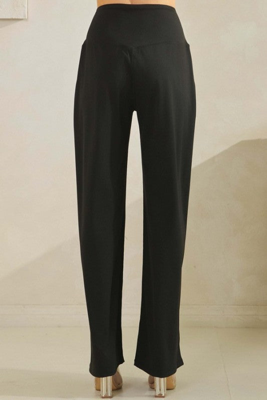 Black Activewear High Rise Wide-leg Pants