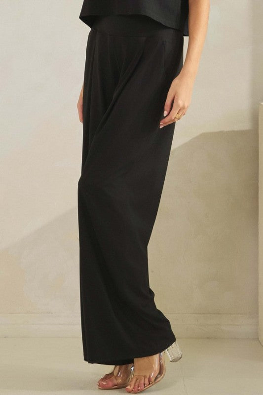 Black Activewear High Rise Wide-leg Pants