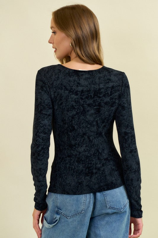 Black Ruched Zip-up Jacket