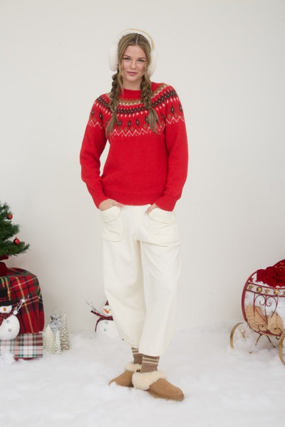 Red Fair Isle Knit Sweater