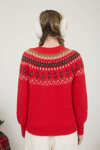 Red Fair Isle Knit Sweater